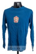 A blue Czechoslovakia No.5 jersey, unknown player, circa 1960s, long sleeved with country emblem