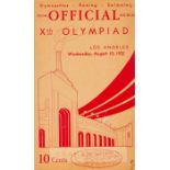 1932 Los Angeles Olympic Games Gymnastics, Rowing & Swimming 10th August programme, three fold