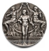 London 1908 Olympic Games silver prize medal for Freestyle Middleweight Wrestling awarded to the