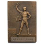 1900 Paris Olympic Games bronze medal, designed by Fredeeic Vernon, of rectangular form, obverse