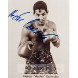 Hector Camacho three weight World Boxing Champion 1983-92 signed b & w photograph, original b & w