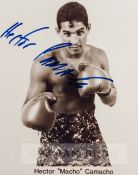 Hector Camacho three weight World Boxing Champion 1983-92 signed b & w photograph, original b & w