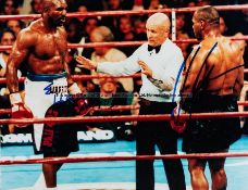 Mike Tyson v Evander Holyfield 'Bite Fight' signed photograph, photograph of the infamous fight of