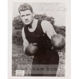 Former 1914 White Hope Heavyweight Champion Edward “Gunboat” Smith signed b & w promotional