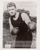 Former 1914 White Hope Heavyweight Champion Edward “Gunboat” Smith signed b & w promotional