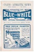 Manchester City 'Blue & White' official programme v Bolton Wanderers, at Hyde Road, 23rd February