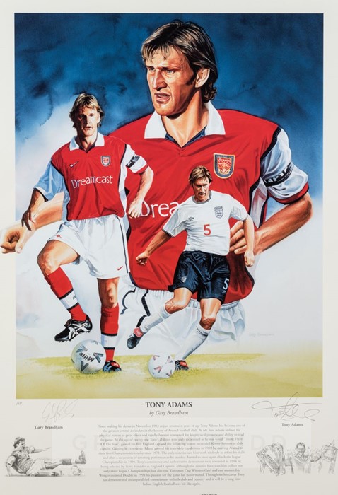 Tony Adams signed artist's proof colour photographic print by Gary Brandham, signed by both player