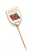 1936 Berlin Olympic Games Great Britain team lapel pin, by Phillips Aldershot, gilt metal shield-