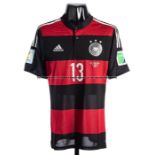 Thomas Muller red & black hooped Germany No.13 jersey from the FIFA World Cup match v USA playedat
