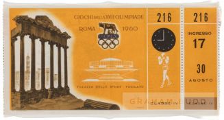 1960 Rome Olympic Games Boxing ticket  from the round of 16 bout between Cassius Clay and Yvon