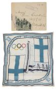 1940 Helsinki Olympic Games (Cancelled) original silk napkin with original handwritten Olympic