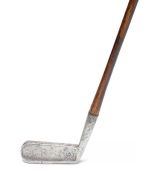 Robert Simpson of Carnoustie patent concave face putter, broad top line, Pat Reg No 19384, hickory