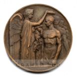 1924 Paris Olympic Games bronze participation medal, designed by Raoul Bernard, of circular form,