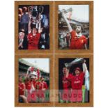 A group of twleve player-signed Liverpool FC framed colour photographs, comprising: three double-