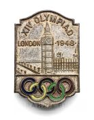 1948 London Olympic Games lapel badge, of rectangular form with the Houses of Parliament