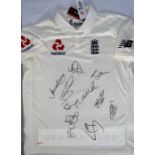 England cricket shirt signed on the occasion of Joe Root’s first Test Match as captain v South