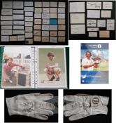 Collection of signed golf memorabilia, comprising signed photos, cards and competition worn glove,