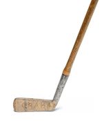 George Bussey & Co of London patent steel socket brass putter, hickory shaft and original patent