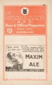 Sunderland v Arsenal programme at Roker Park on 29th January 1938, generally good