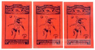 A complete set of twenty one Arsenal home programmes from the 1934-35 season, v Liverpool,