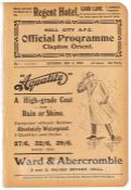 Hull City A.F.C. v Clapton Orient match programme, 3rd December 1910, No.8 4th season, 16-page