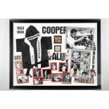 Large and impressive Muhammad Ali v Henry Cooper double-signed framed memorabilia montage, the