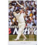 Freddie Flintoff signed colour photographic print from the 2004 Second Test at Edgbaston against the