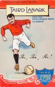 Third Lanark colour illustrated postcard, circa 1905, featuring a player in club kit dribbling the