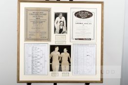 Fred Perry and Elsworth Vines double-signed Wimbledon Tennis Championships framed presentation,