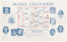 Team-signed match programme for the 1938 International friendly between France and England at