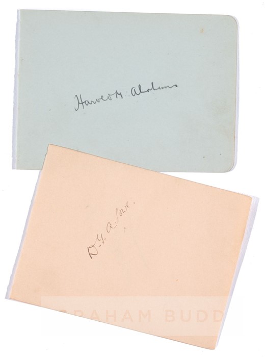 Two British Olympic track and field athletes signed album pages, Douglas Lowe and Harold Abrahams,