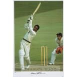 Sir Garfield Sobers signed colour photographic print from the 1973 Second Test at Edgbaston, limited