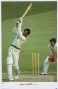 Sir Garfield Sobers signed colour photographic print from the 1973 Second Test at Edgbaston, limited