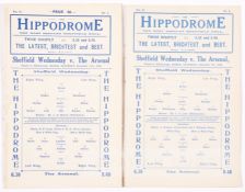 Six Sheffield Wednesday v Arsenal programmes at Hillsborough, all ex bound volumes, including 1929-