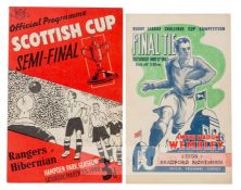 Collection of 16 football programmes, including Rangers v Hibernian 1948 Scottish Cup s/f; from