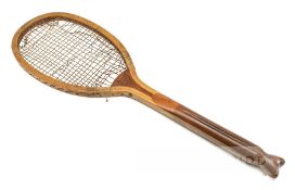 The Demon fishtail Lawn Tennis racquet by Slazenger & Son Limited, circa 1884, the convex wedge