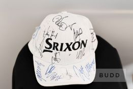 Srixon cap signed by the 2010 Ryder Cup European winning team, fully-signed by the European