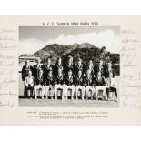 Cricket, England to West Indies 1974 signed presentation team photograph, including Willis, Greig,