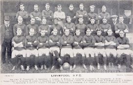 1912-13 Liverpool AFC squad and coaches b&w postcard, featuring the squad and coaches lined up