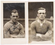 Two signed 1920s Charlton Athletic player profile photographic postcards, comprising Steve Smith,