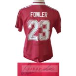 Robbie Fowler signed red Liverpool FC 1995-96 season replica home jersey, with Carlsberg sponsor