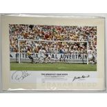 Pele and Gordon Banks double signed 1970 World Cup colour photographic print, titled 'The Greatest