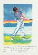 Harold Riley (British, b.1934) Nick Faldo practising at Turnberry during the 1986 British Open