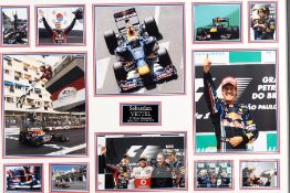 Sebastian Vettel signed Four Times F1 World Champion framed photographic montage, featuring 12