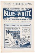 Manchester City 'Blue & White' official programme v Rochdale, at Hyde Road, 5th January 1918, Vol.