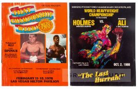 Two Muhammad Ali official programmes for fights in Las Vegas, v Leon Spinks I, 11th February 1978;