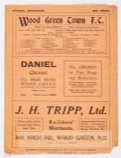 Seven Wood Green Town home programmes season 1932-33, Spartan League fixtures unless otherwise