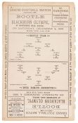 1886 Bootle Fc v Blackburn Olympic match programme, played at Hawthorne Road, on 4th December,