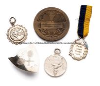 Magdalen Park LTC Surrey Team Competition Finalist's medal 1923-24, with navy and yellow ribbon
