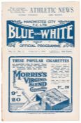 Manchester City 'Blue & White' official programme v Port Vale, at Hyde Road, 2nd February 1918, Vol.